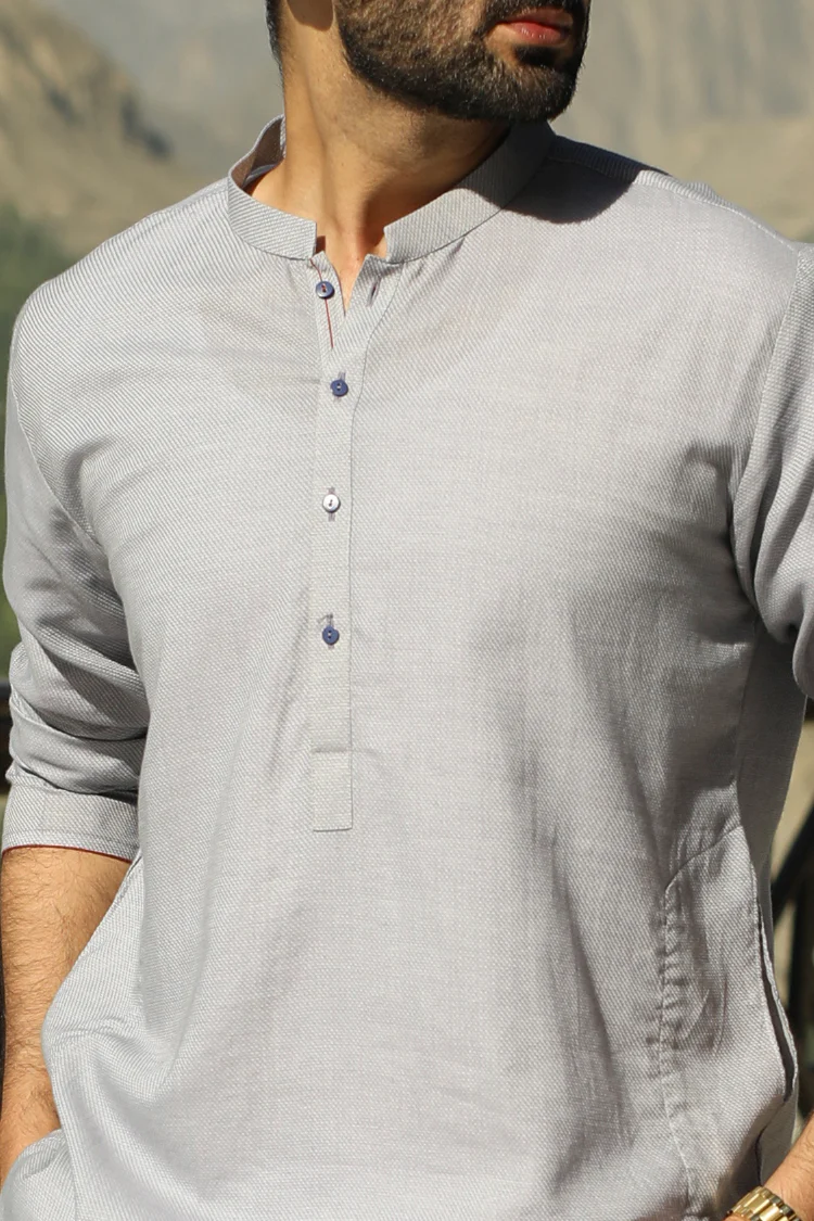 Grey Blended Kurta - AL-K-662 - Image 2