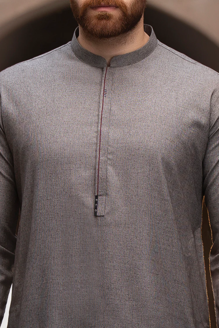 Grey Blended Kurta - AL-K-764 - Image 3