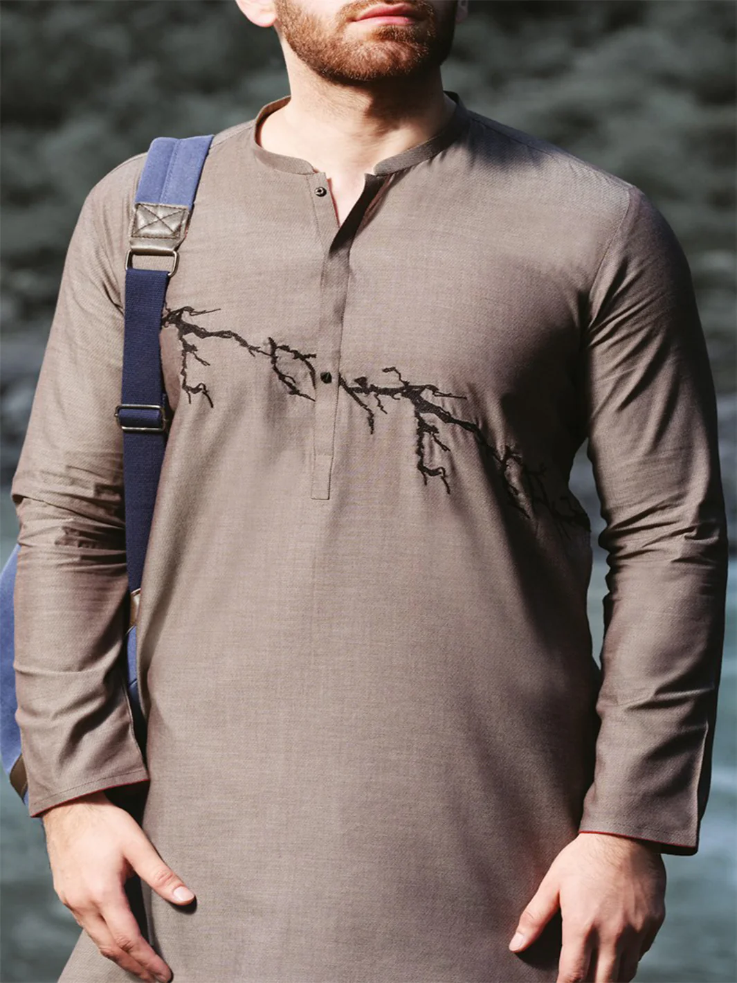 Grey Blended Kurta - AL-K-820 - Image 2