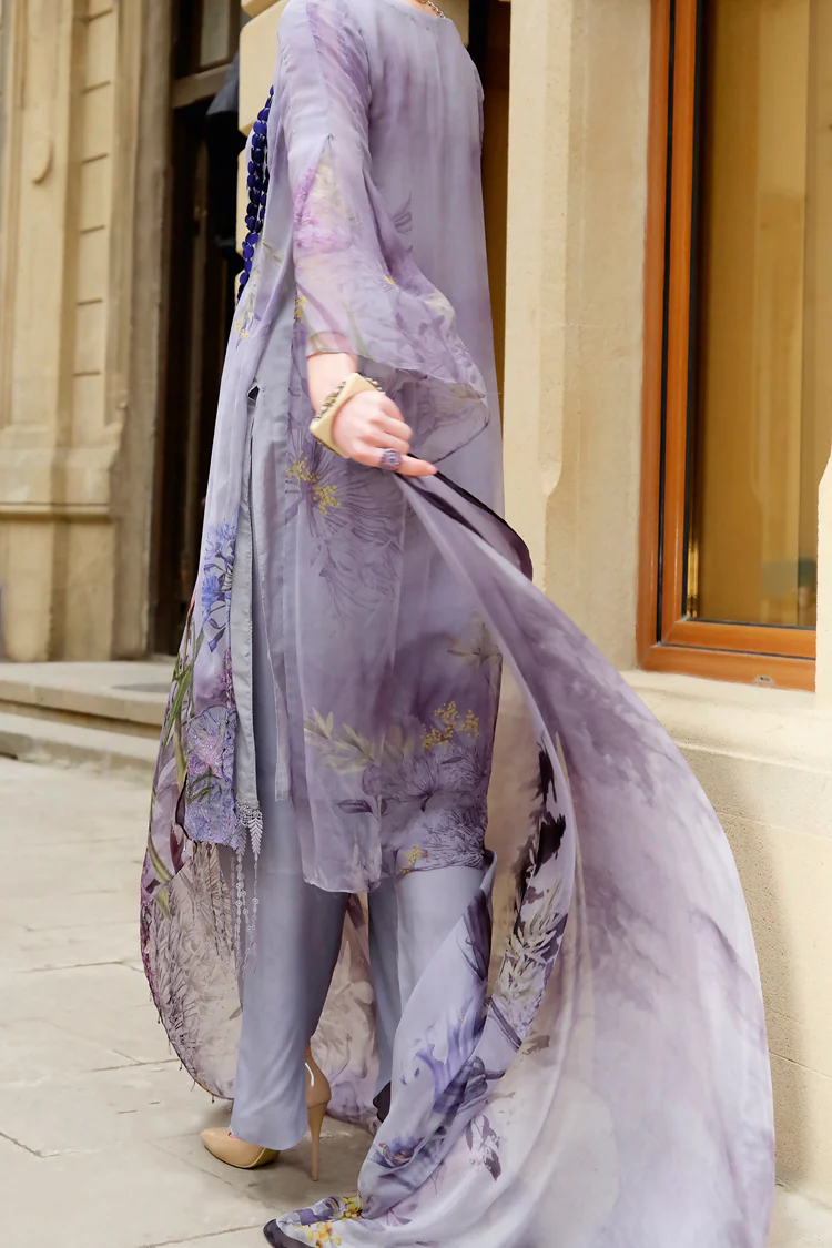 Grey Chiffon 3Pc Stitched - ALP-687 - Image 3