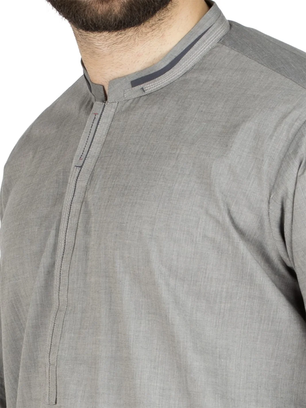Grey Cotton Kameez Shalwar - AL-KS-2424 - Image 3