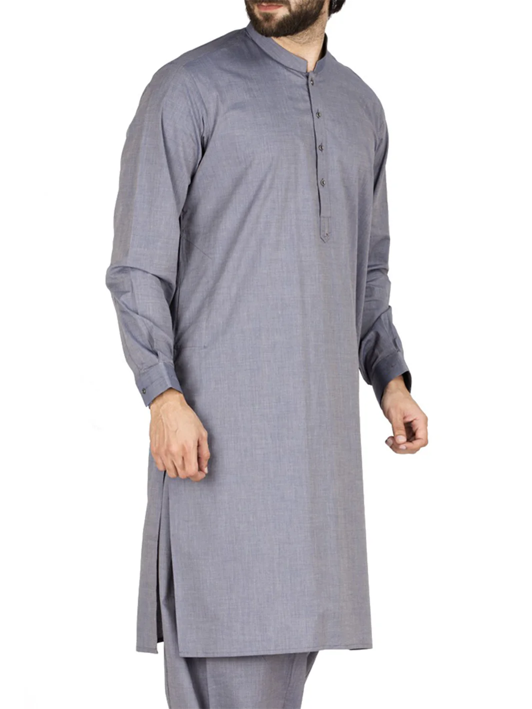 Grey Cotton Kameez Shalwar - AL-KS-2431 - Image 2