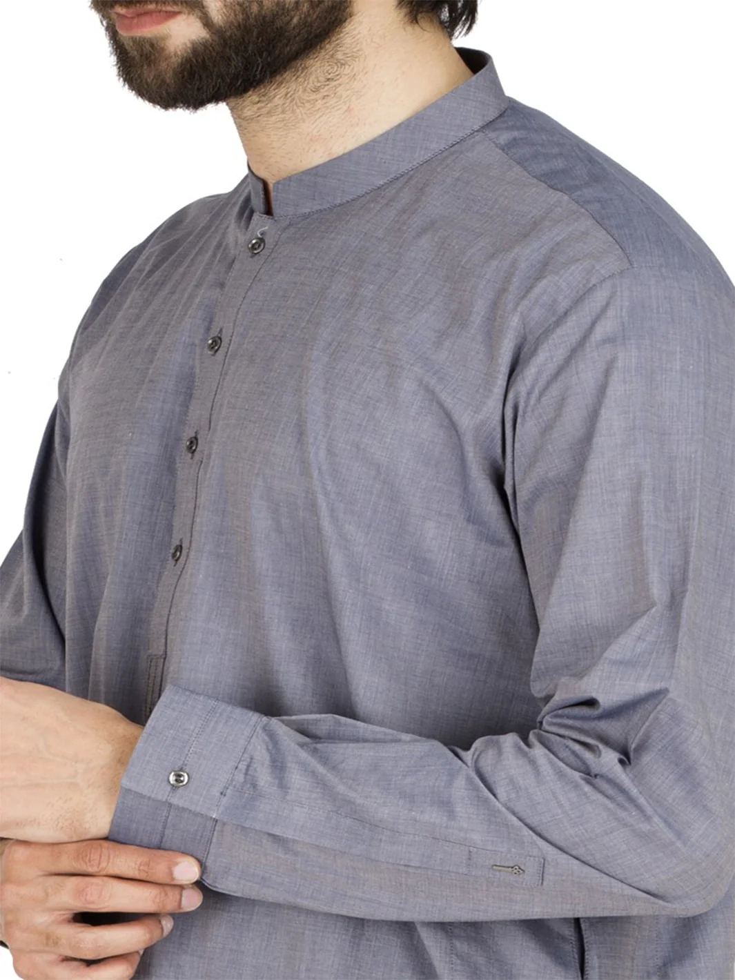 Grey Cotton Kameez Shalwar - AL-KS-2431 - Image 3
