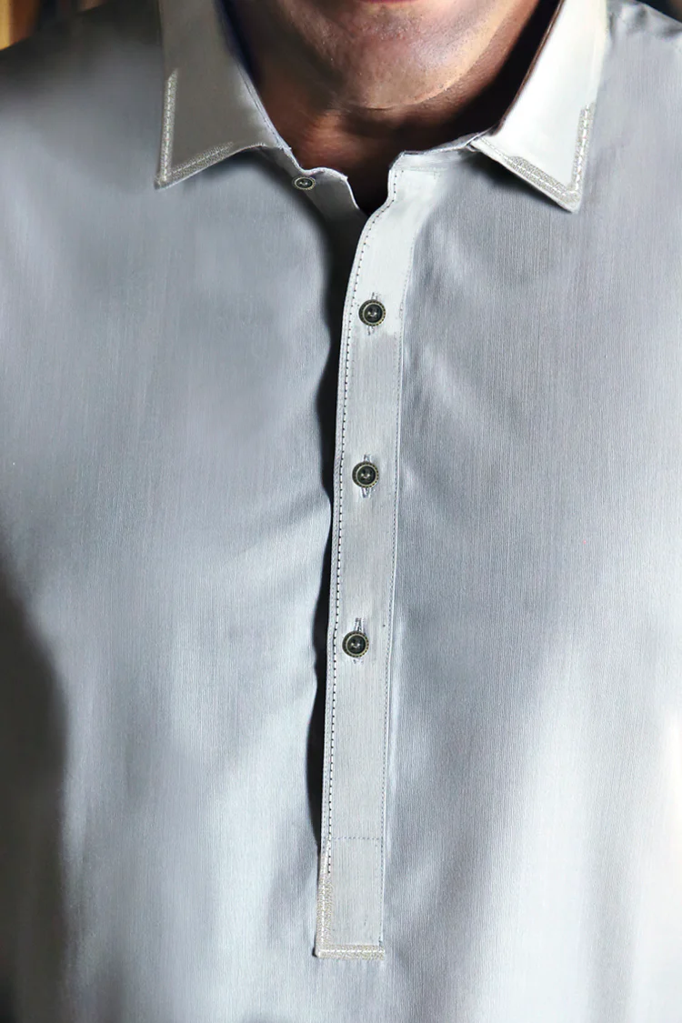 Grey Kameez Shalwar - ALWA-KS-012 - Image 2