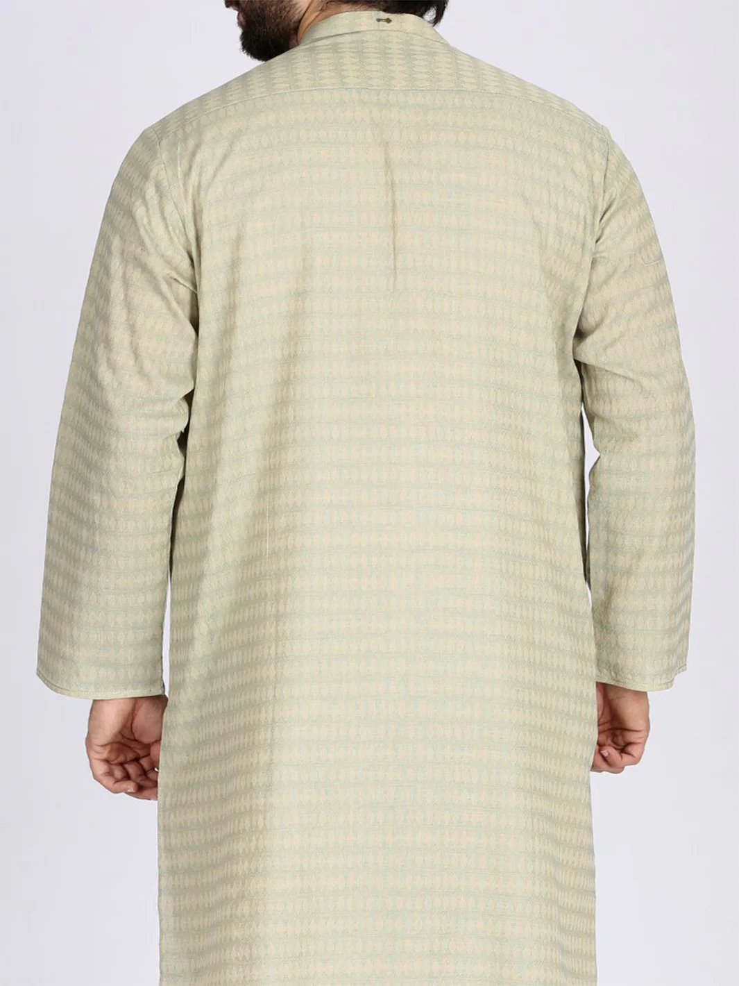 Ivory Green Jacquard Kurta - AL-K-772C - Image 3