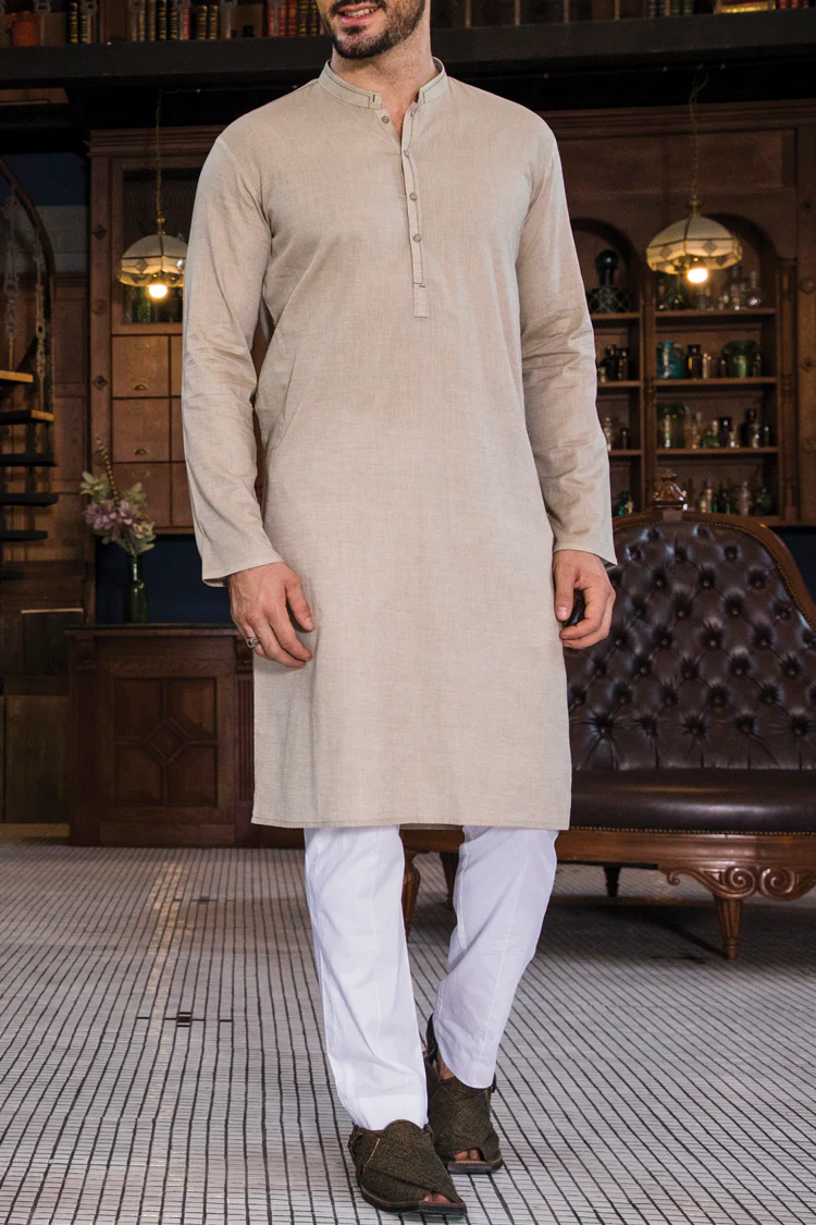 Khaki Blended Kurta - AL-K-713