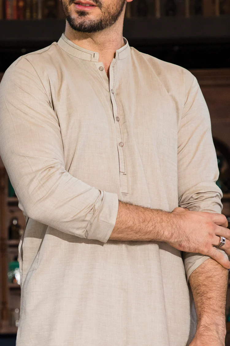 Khaki Blended Kurta - AL-K-713 - Image 3