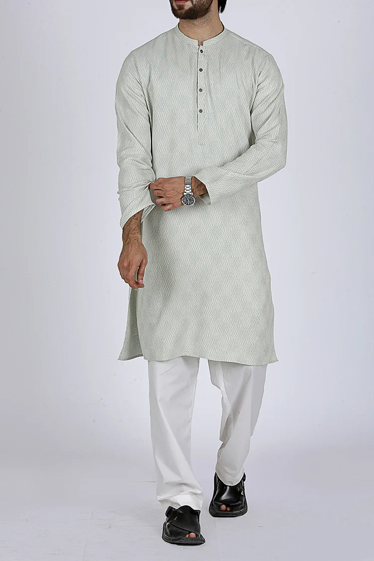 Sky Blue Slim Fit Kurta - AL-K-501 - Image 4