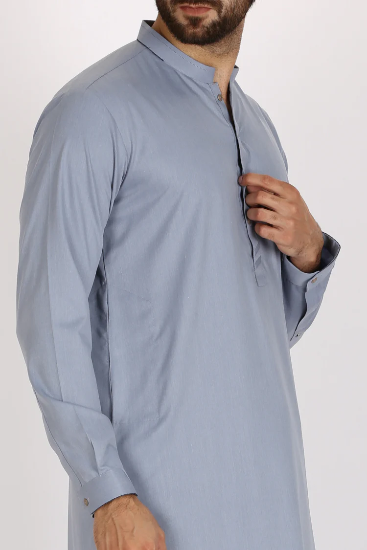 Light Blue Blended Kameez Shalwar - AL-KS-2353 - Image 2