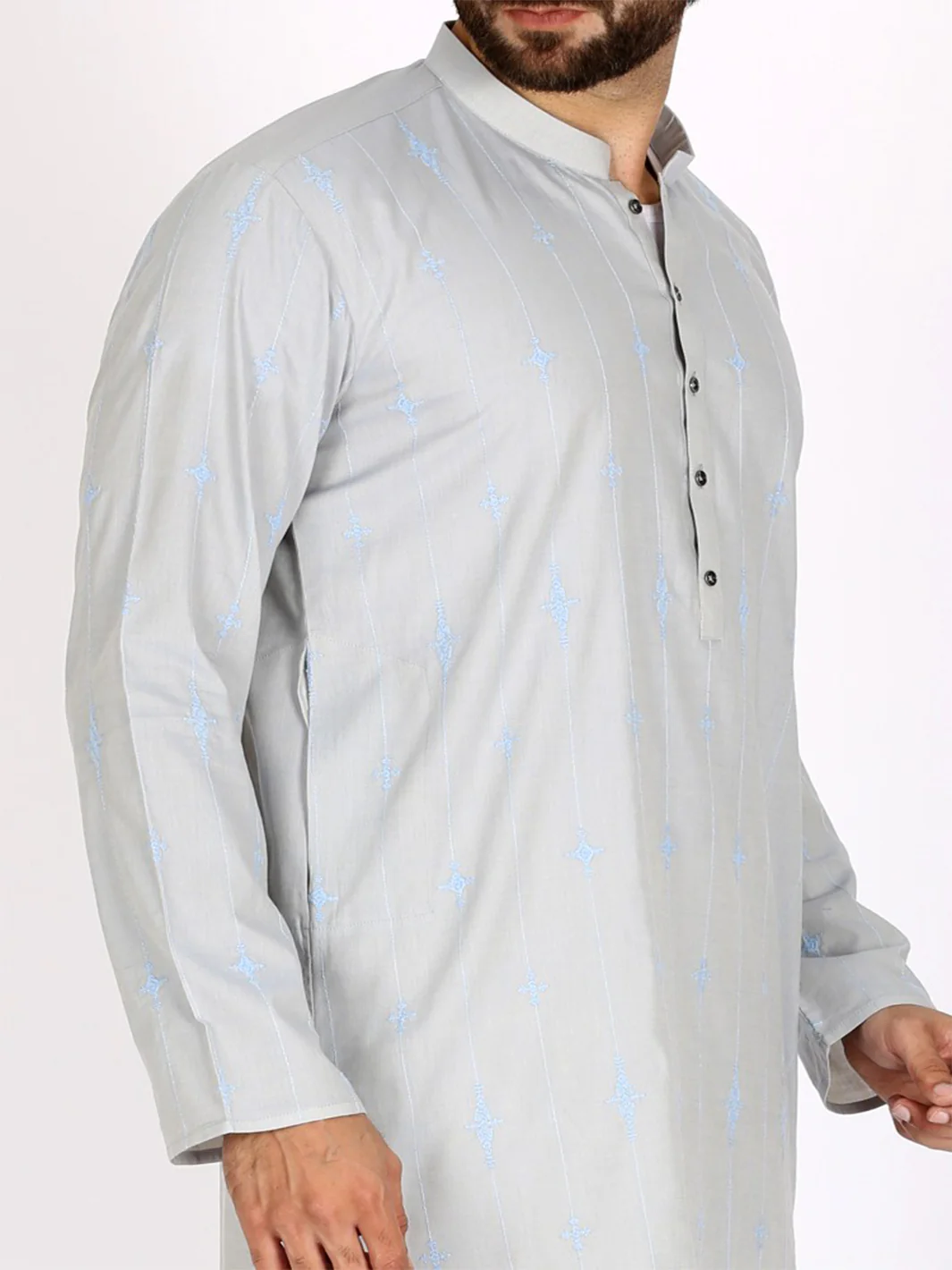 Light Blue Cotton Kurta - AL-K-737 - Image 2