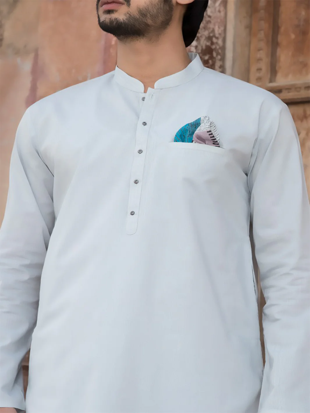 Light Blue Cotton Kurta - AL-K-779 - Image 2