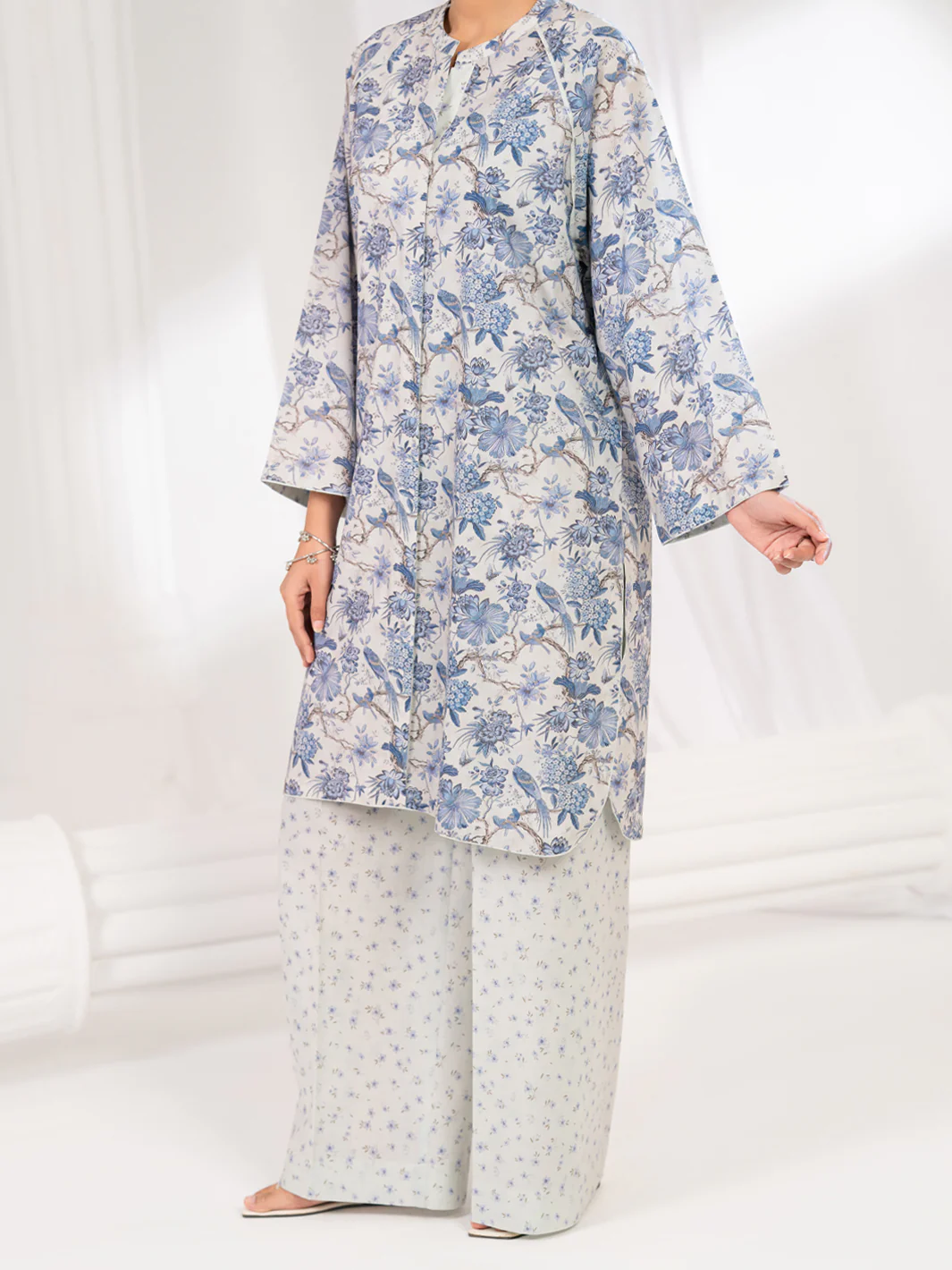 Light Blue Lawn Co-Ord Set - ALP-2PS-SLKS-2762 - Image 6
