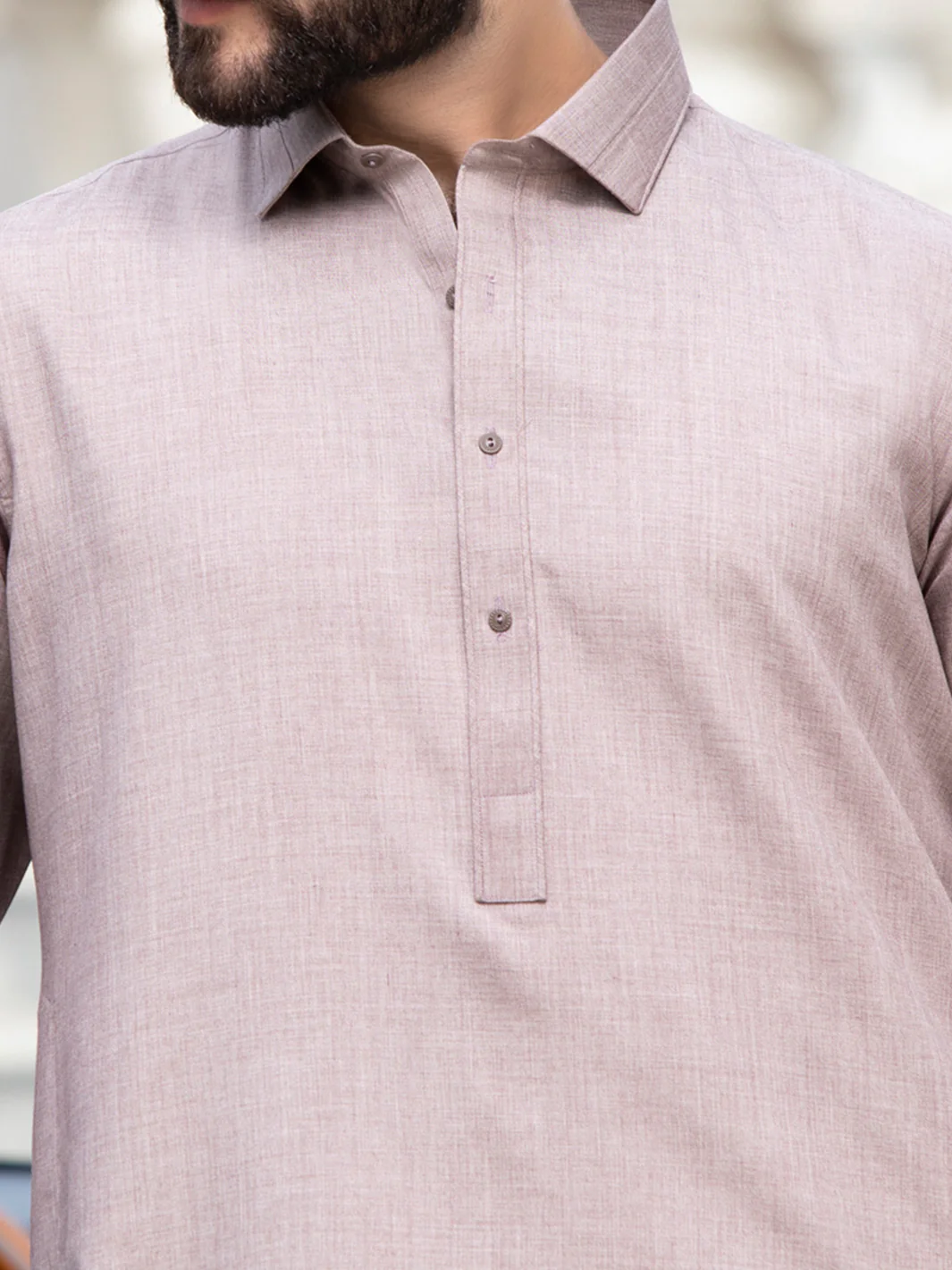 Light Brown Blended Kameez Shalwar - ALWA-KS-136 - Image 3