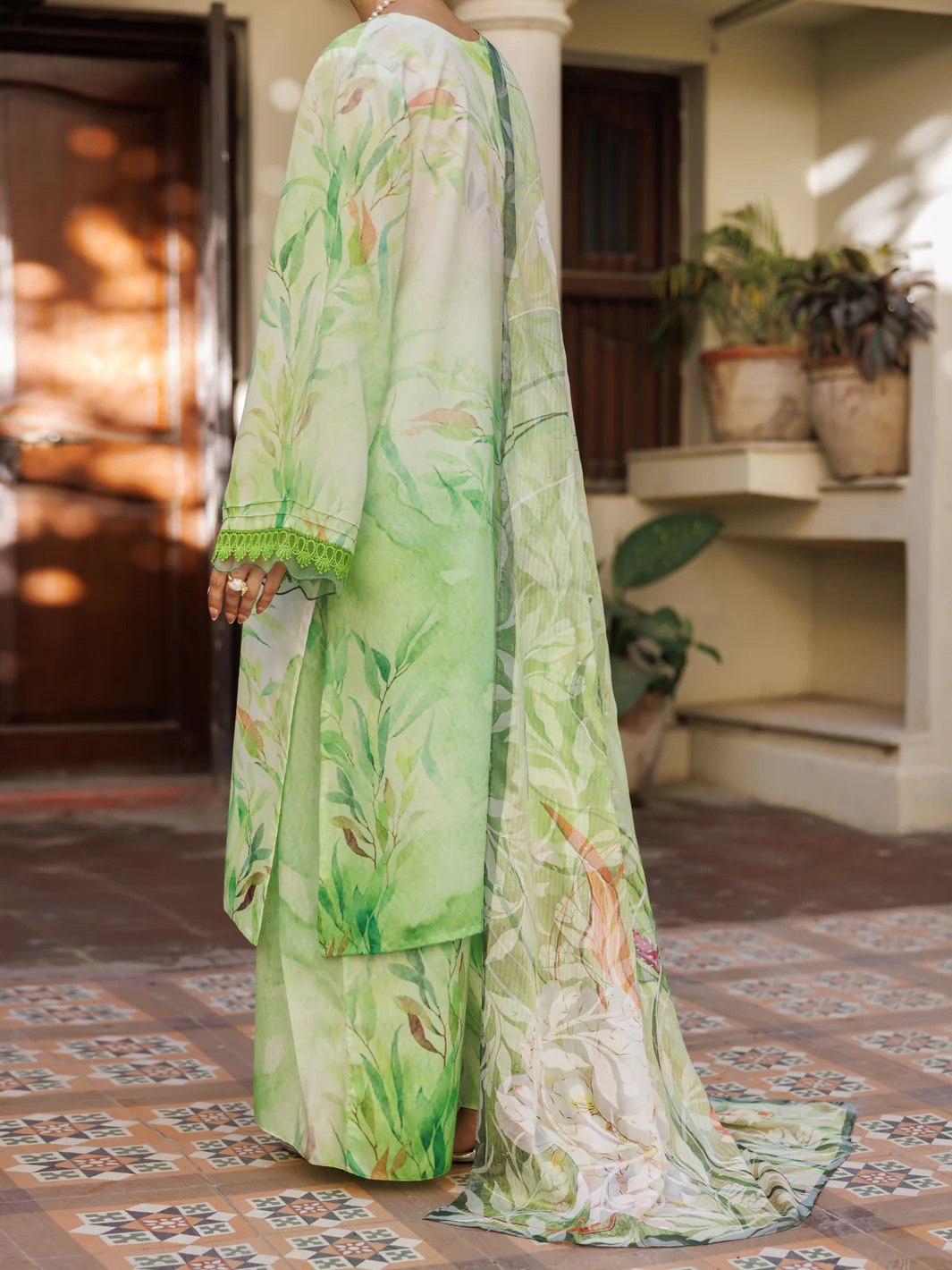 Light Green Poly Lawn Stitched 3Pc - ALP-3PS-2605 - Image 3