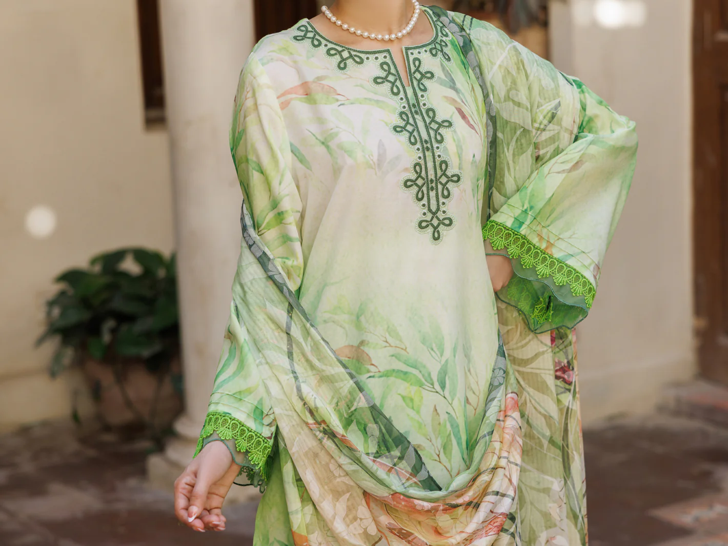 Light Green Poly Lawn Stitched 3Pc - ALP-3PS-2605 - Image 4