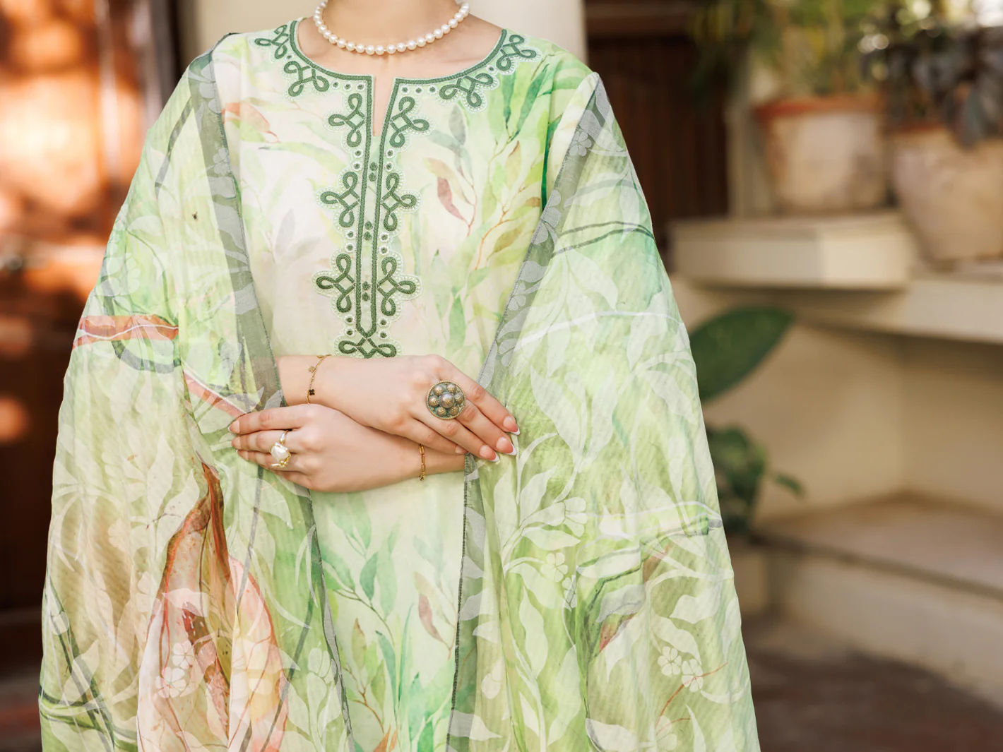 Light Green Poly Lawn Stitched 3Pc - ALP-3PS-2605 - Image 6