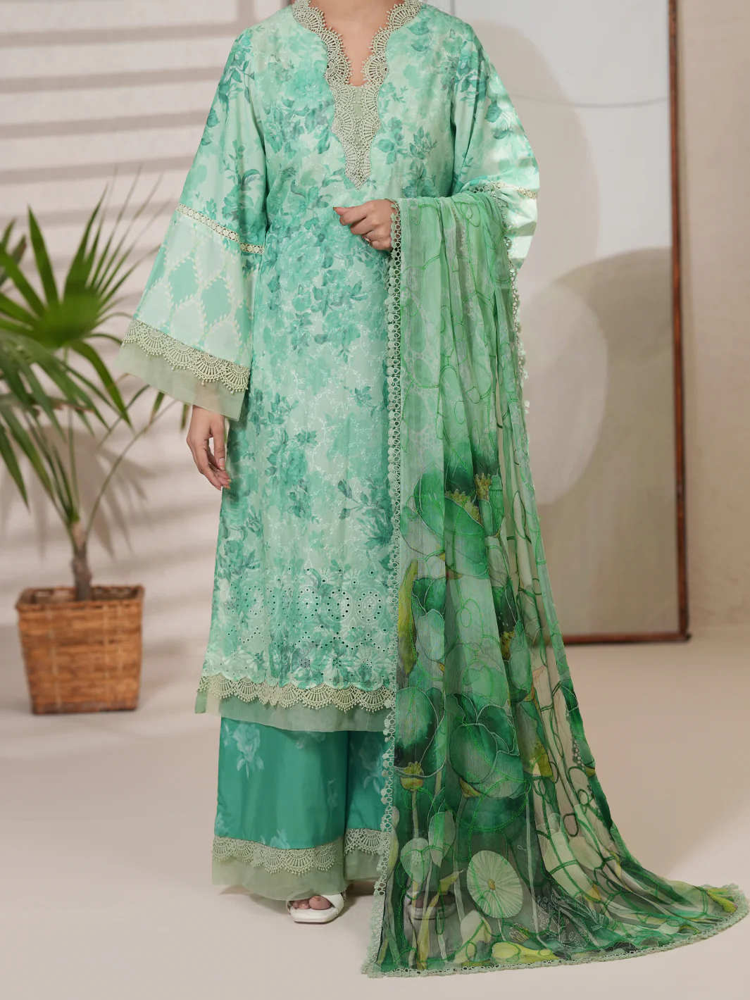 Light Green Stitched 3Pc - ALP-3PS-2411