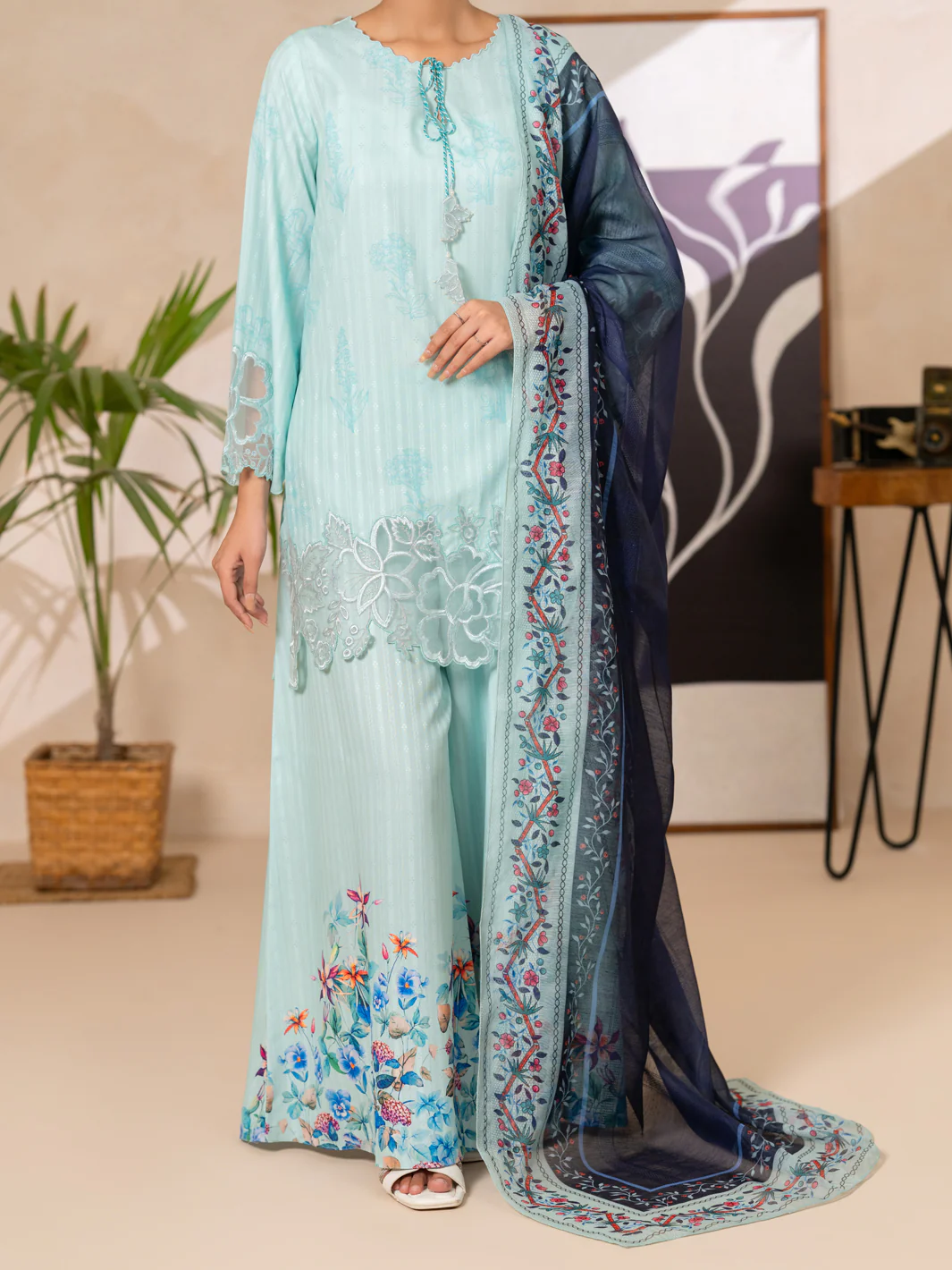 Light Green Swiss Jacquard 3Pc Stitched - ALP-3PS-2634