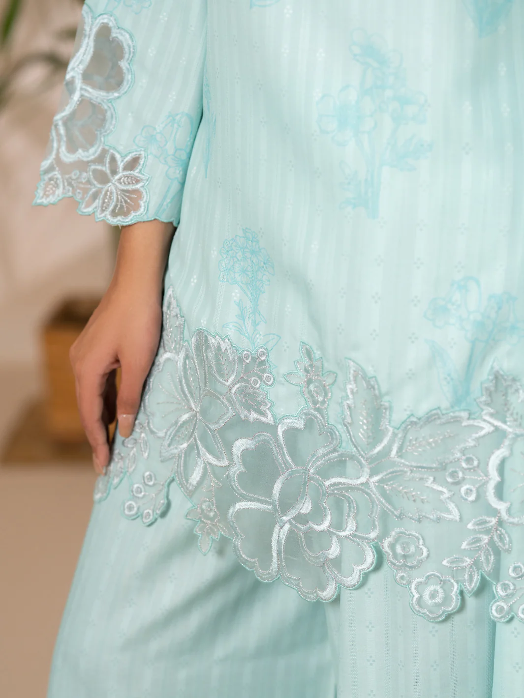 Light Green Swiss Jacquard 3Pc Stitched - ALP-3PS-2634 - Image 3