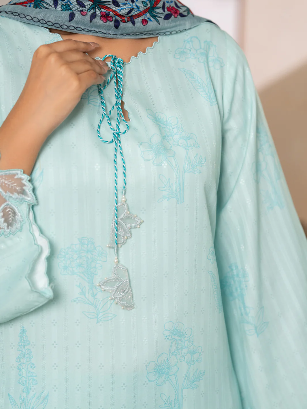 Light Green Swiss Jacquard 3Pc Stitched - ALP-3PS-2634 - Image 4