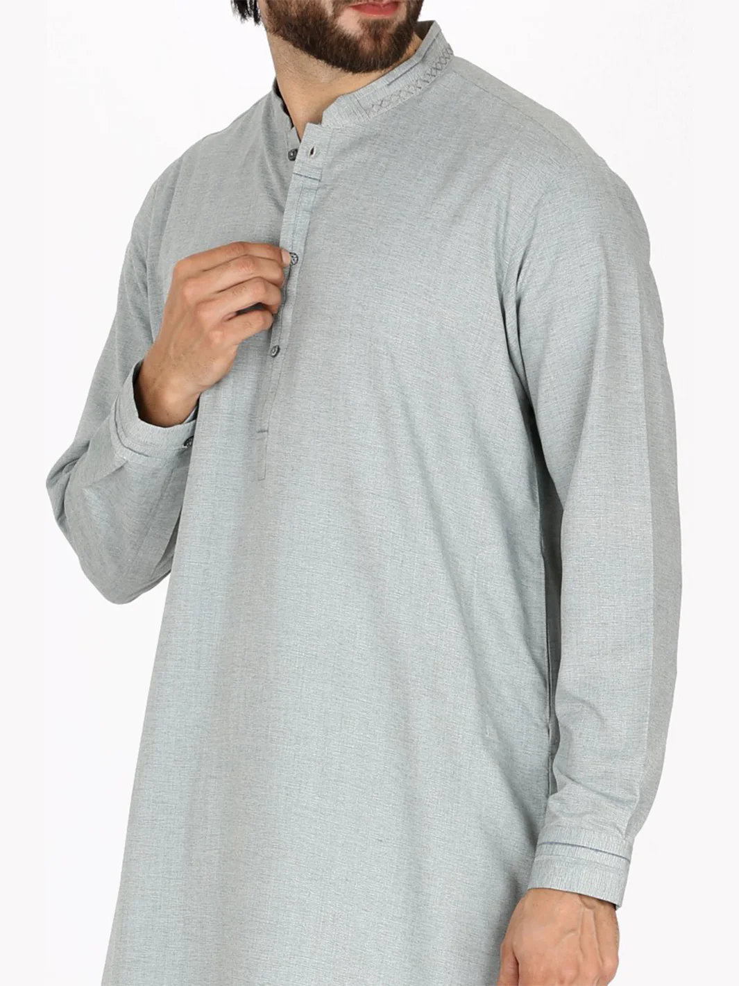 Light Grey Blended Kameez Shalwar - AL-KS-2373 - Image 2