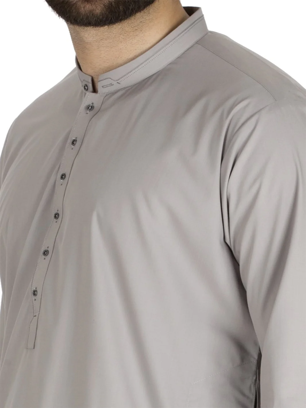 Light Grey Blended Kameez Shalwar - AL-KS-2406 - Image 3