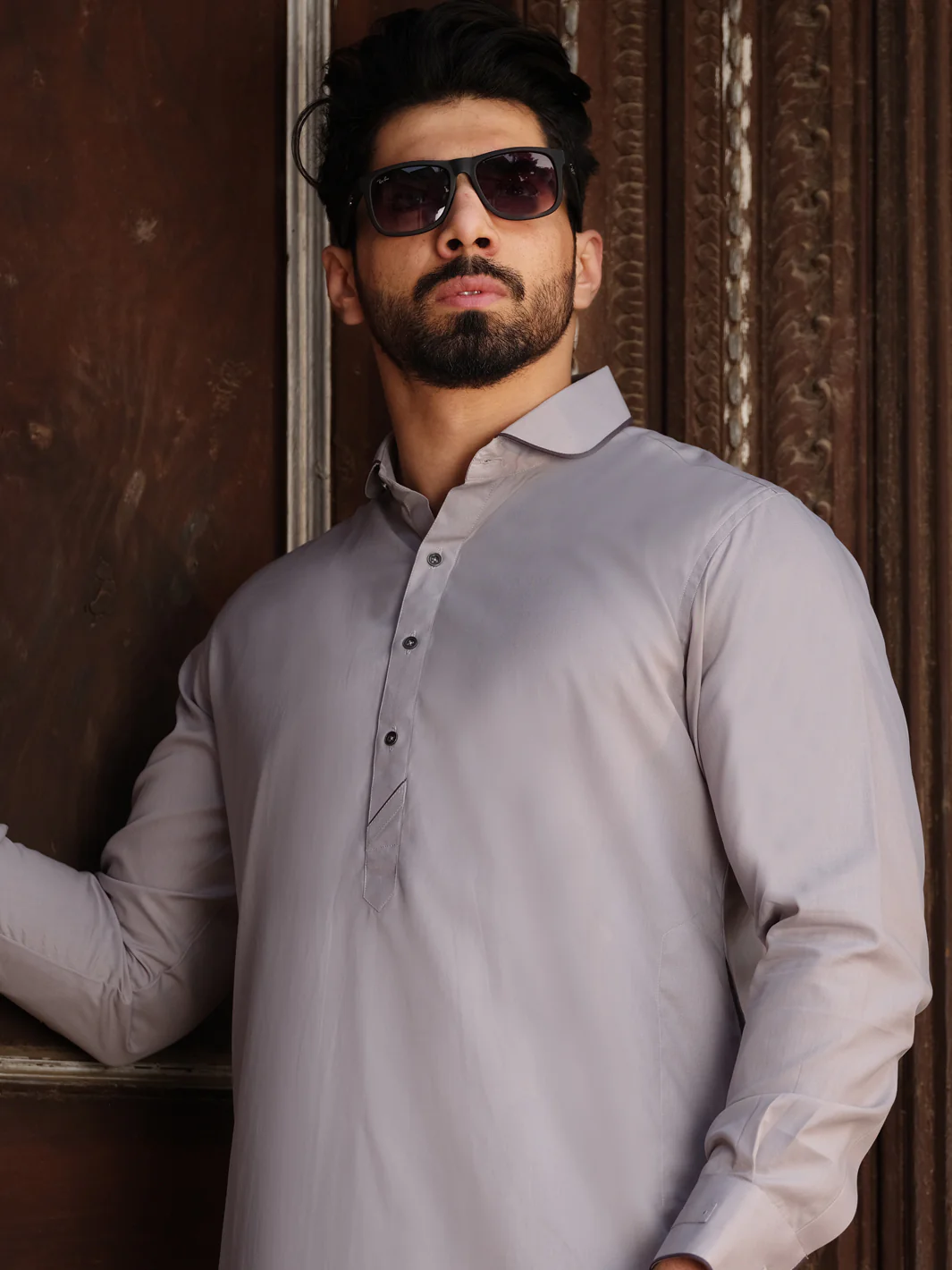 Light Grey Blended Kameez Shalwar - ALWA-KS-177 - Image 2