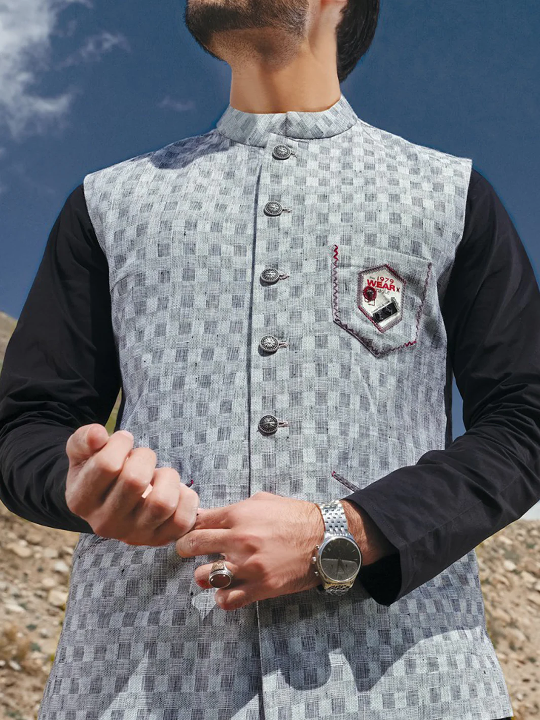 Light Grey Blended Waistcoat - WC-257 - Image 2