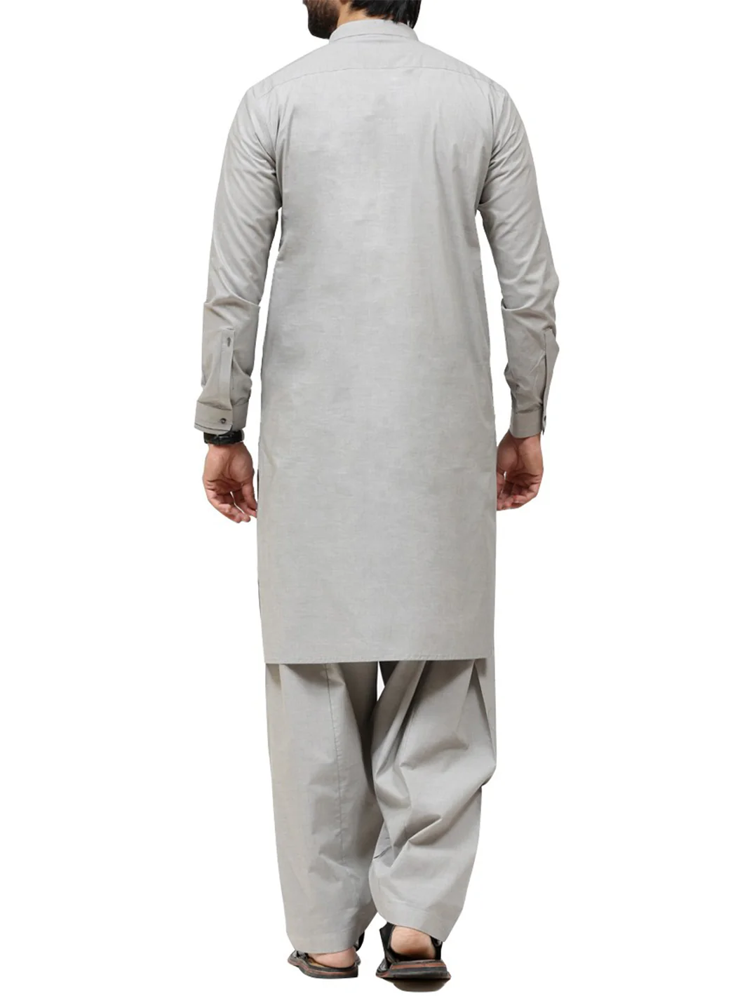 Light Grey Cotton Kameez Shalwar - AL-KS-2427 - Image 3