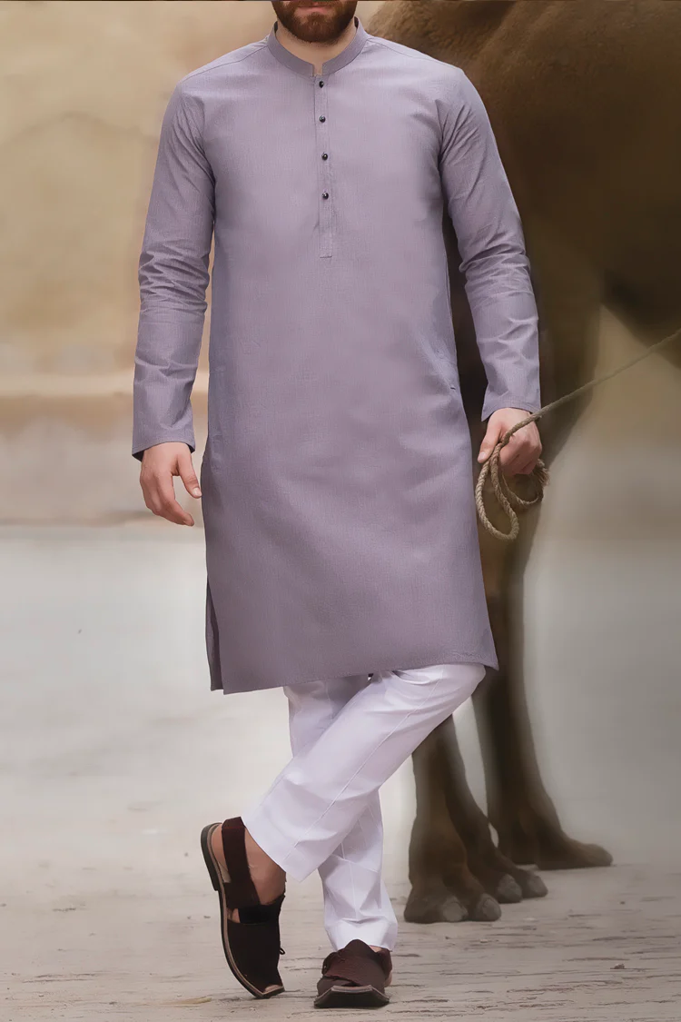 Light Purple Cotton Kurta - AL-K-746