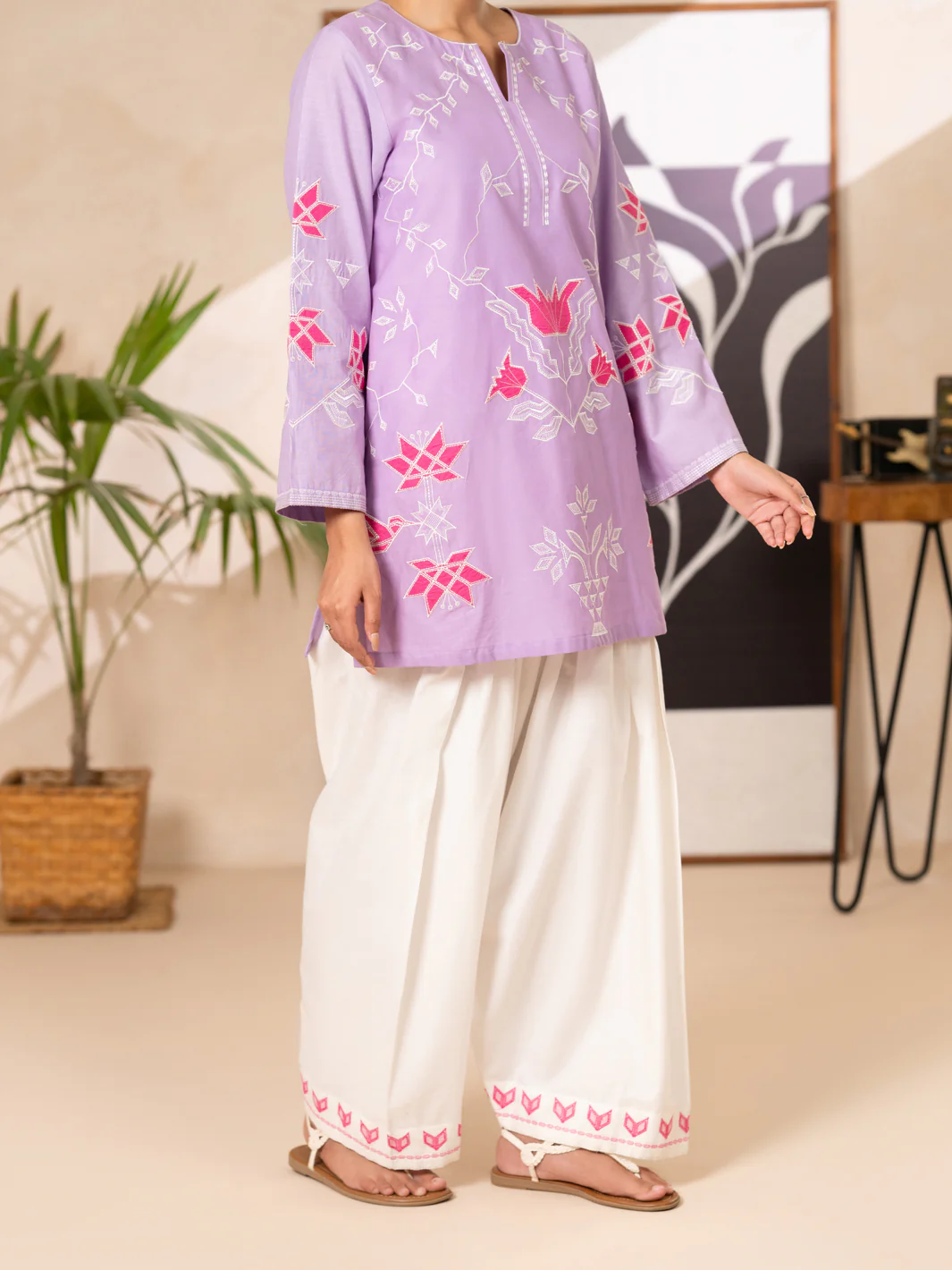 Light Purple Cotton Lawn Kurti - AL-LK-1178 - Image 3