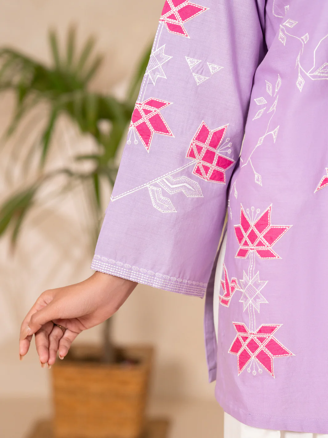 Light Purple Cotton Lawn Kurti - AL-LK-1178 - Image 4
