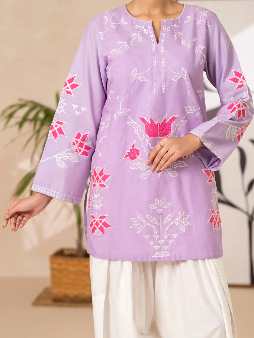 Light Purple Cotton Lawn Kurti - AL-LK-1178 - Image 5