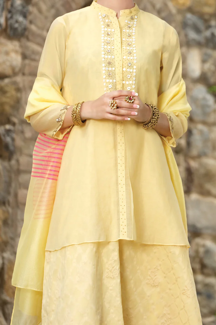 Lime Cotton Net 3Pc Stitched - ALP-733 - Image 3