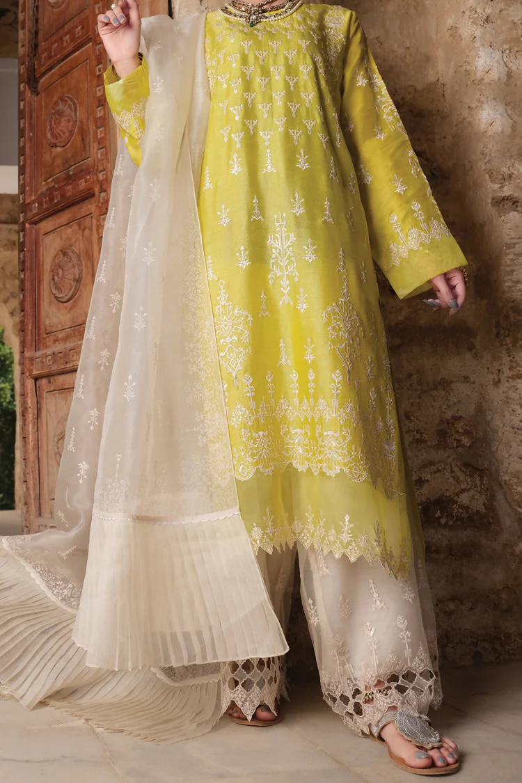 Lime Raw Silk 3Pc Stitched - ALP-742