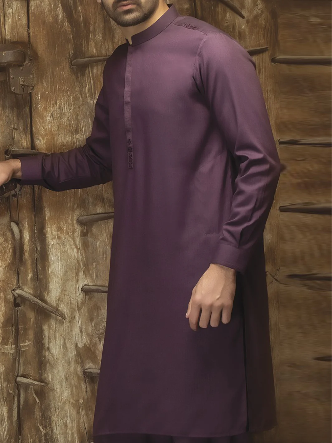 Maroon Blended Kameez Shalwar - AL-KS-2390 - Image 2