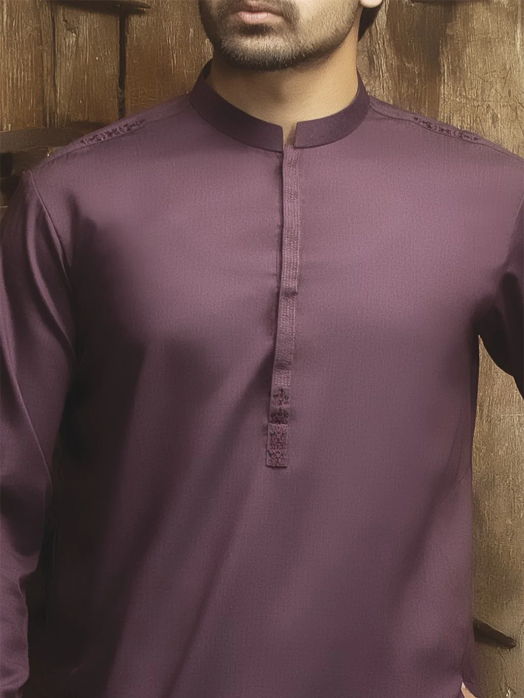 Maroon Blended Kameez Shalwar - AL-KS-2390 - Image 3