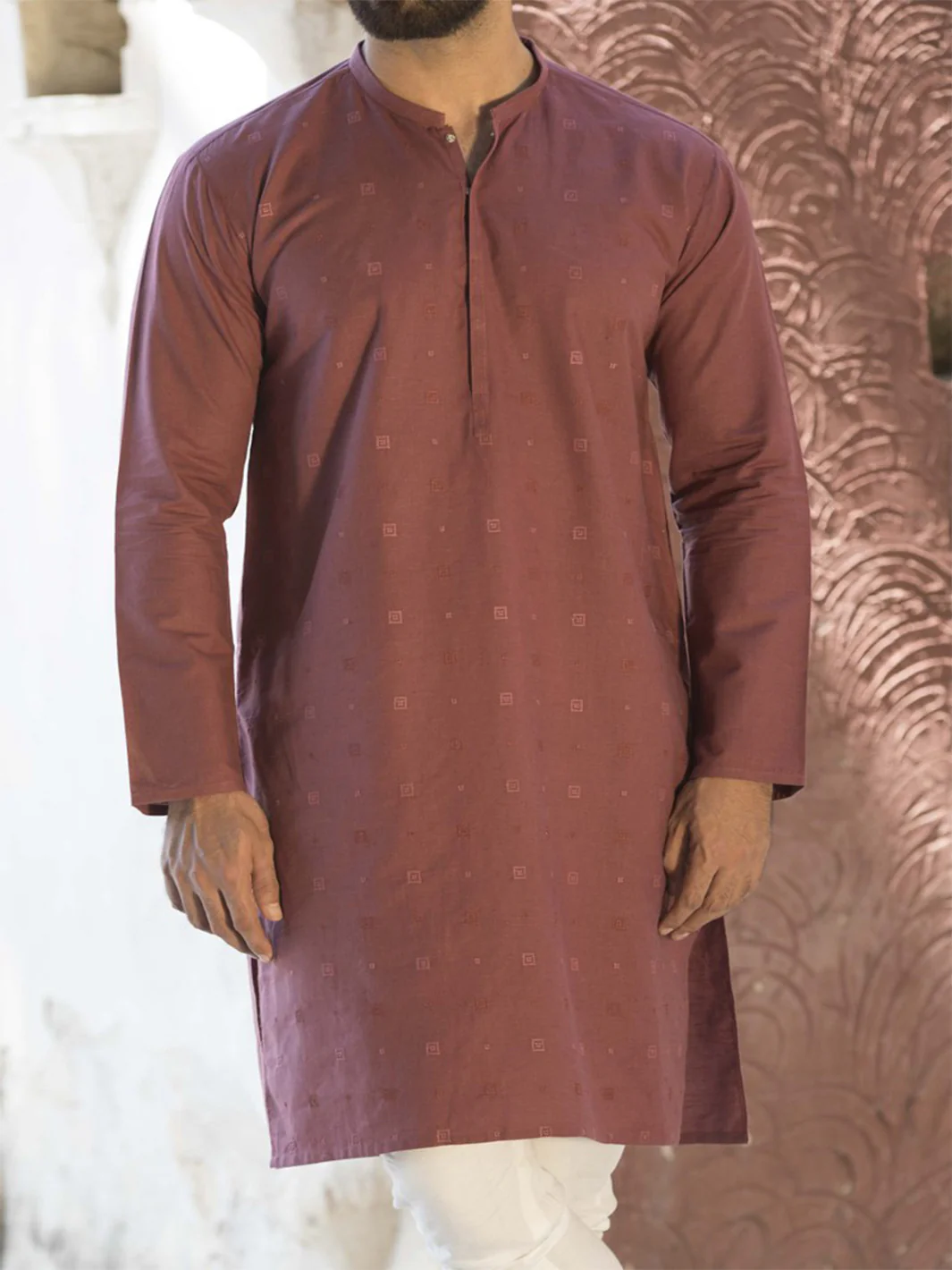 Maroon Blended Kurta - AL-K-785 - Image 2
