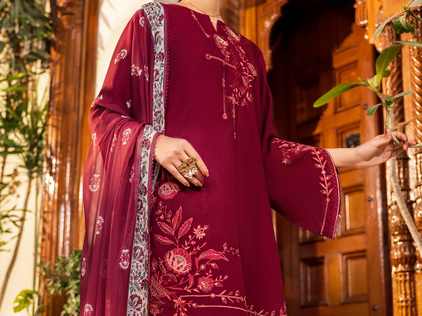 Maroon Cotton Stitched 3Pc - ALP-3PS-2629 - Image 4
