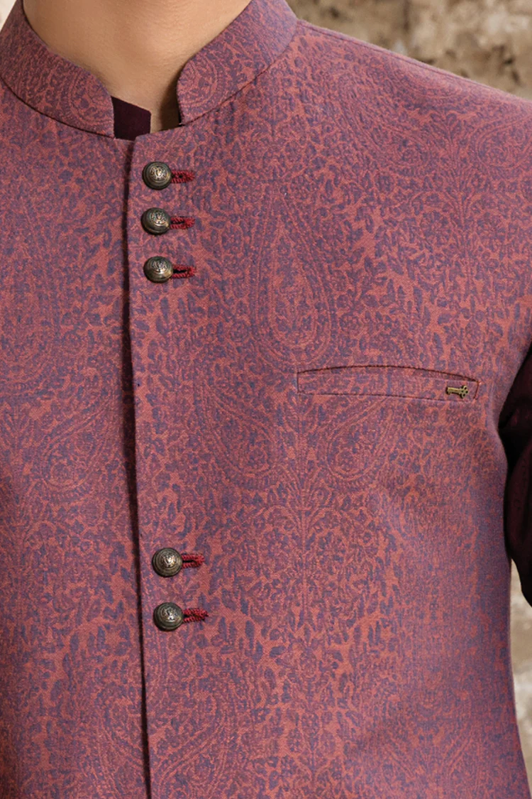 Maroon Blended Waistcoat - WC-264 - Image 3