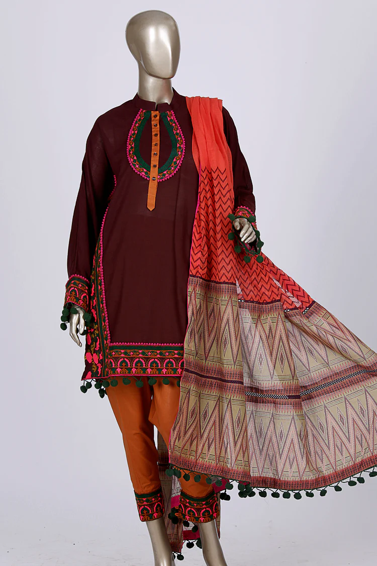 Maroon 3Pc Stitched - ALP-352