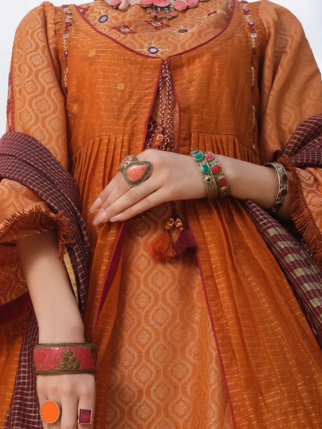 Mustard Khaddi 3Pc Stitched - AWP-214 - Image 2