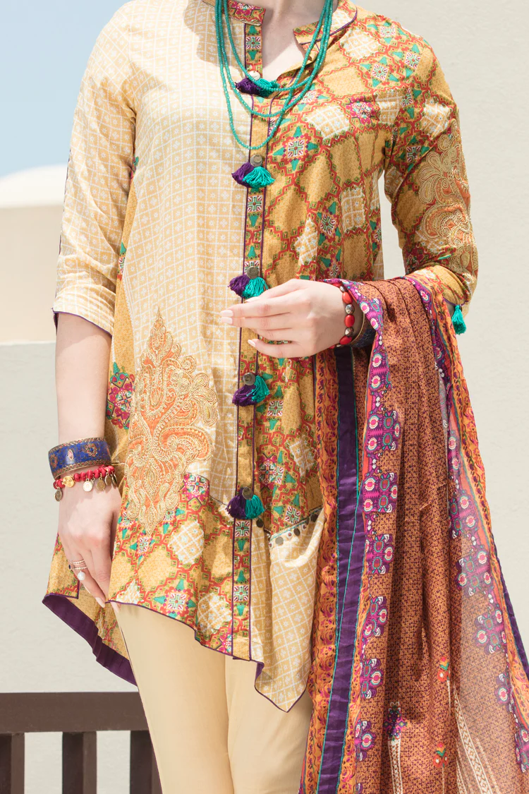 Mustard Lawn 3Pc Stitched - ALP-546 - Image 2