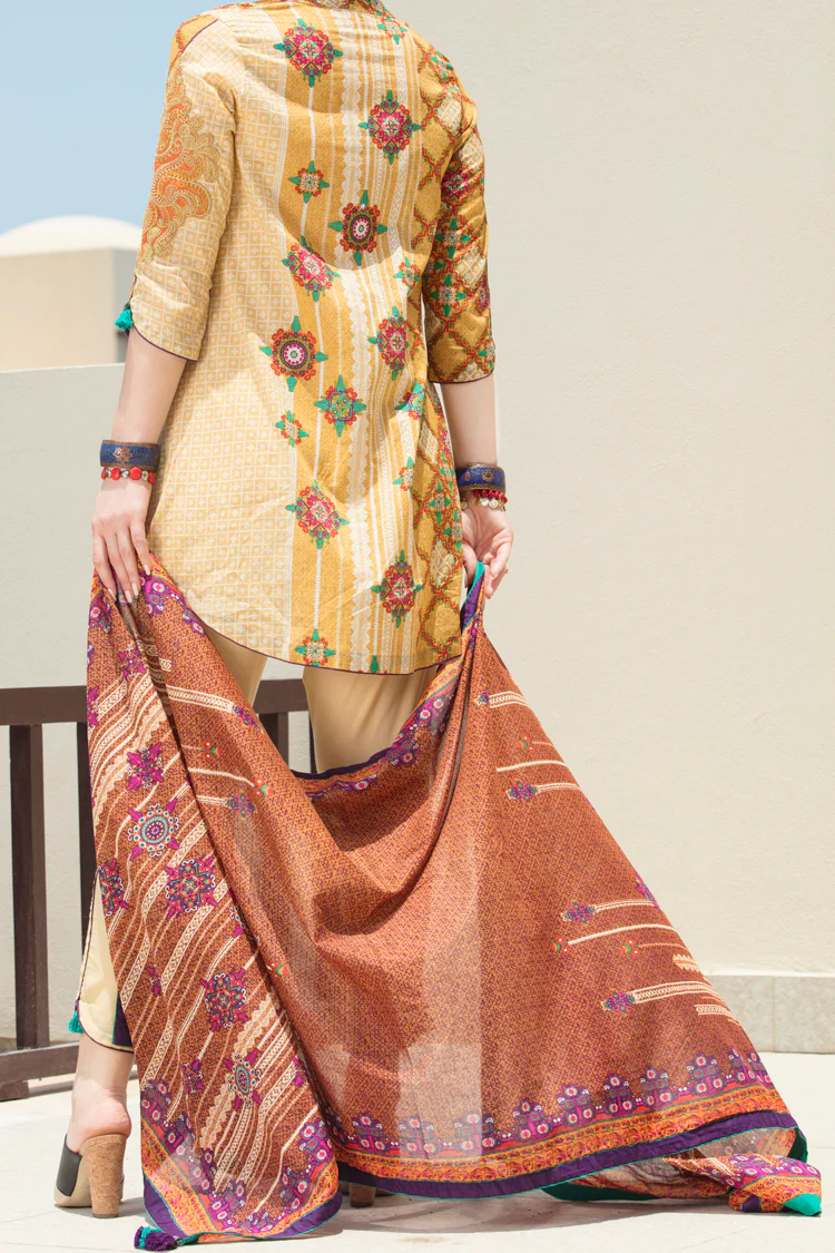Mustard Lawn 3Pc Stitched - ALP-546 - Image 3