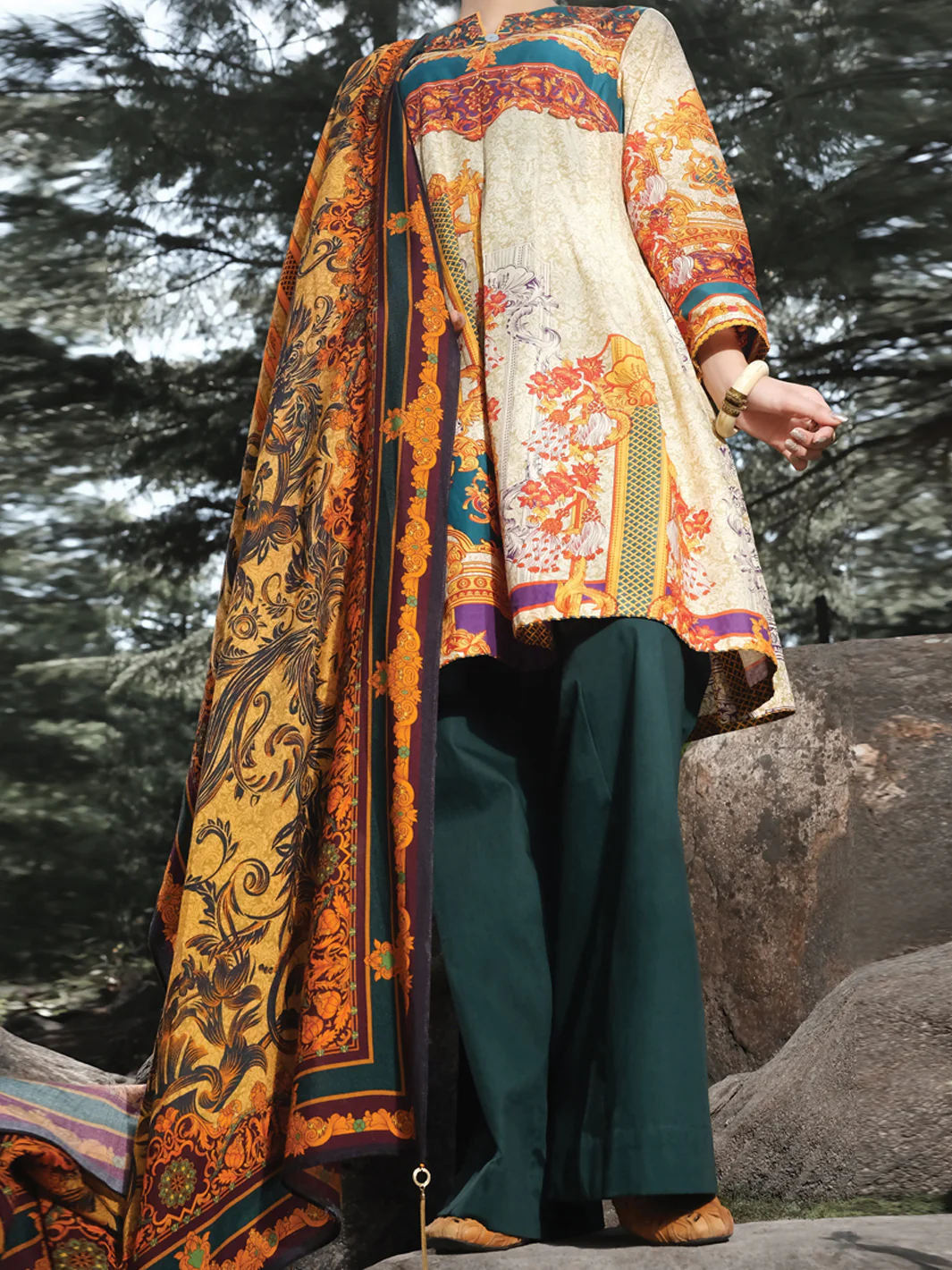 Natural Cambric 3Pc Unstitched - AWP-258