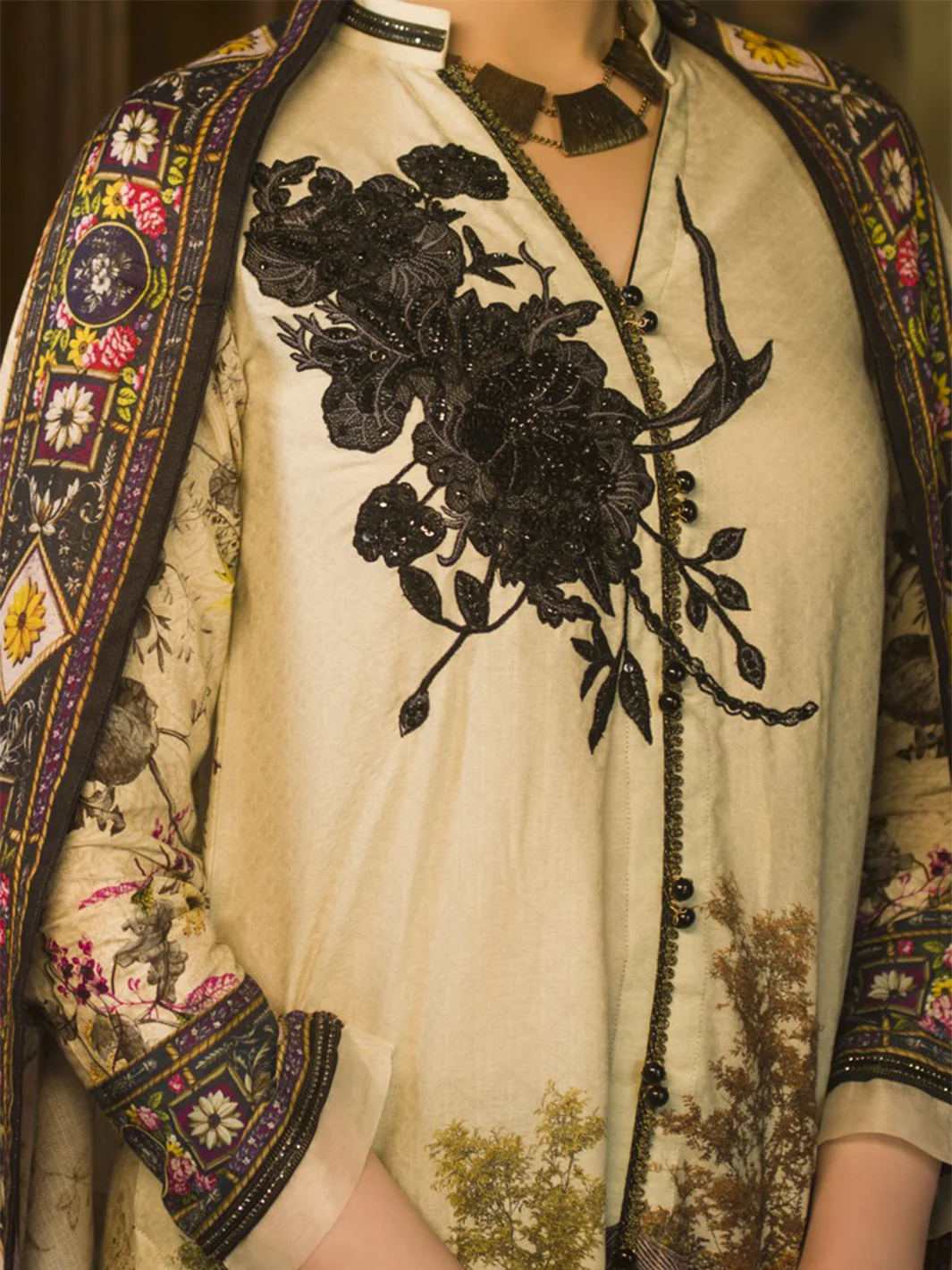 Natural Jacquard 3Pc Stitched - AWP-188 - Image 4