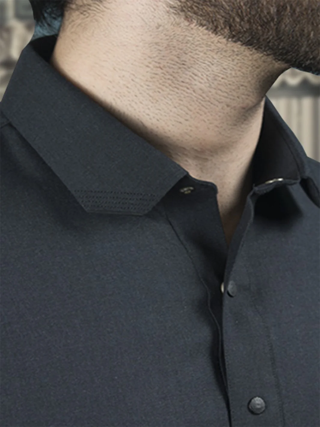 Navy Blue Blended Kameez Shalwar - ALWA-KS-111 - Image 3