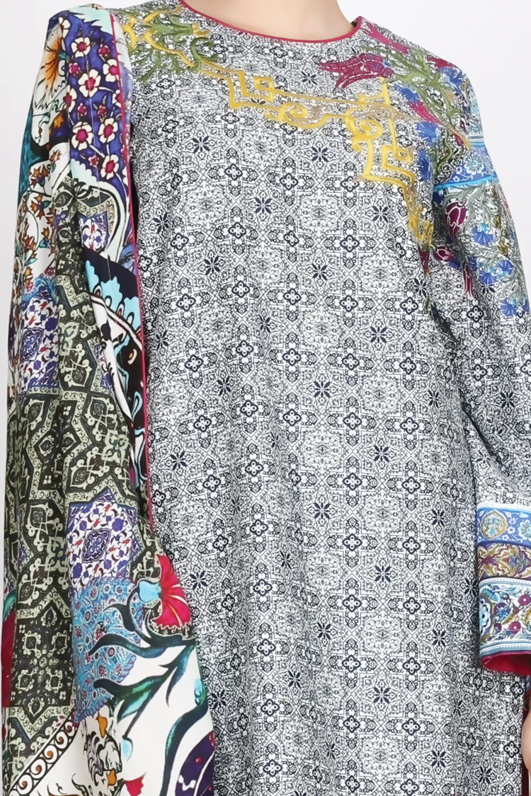 Navy Blue Cambric 3Pc Stitched - ALP-757 - Image 2