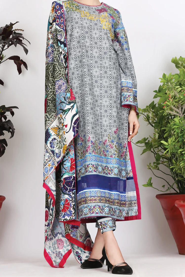 Navy Blue Cambric 3Pc Unstitched - ALP-757