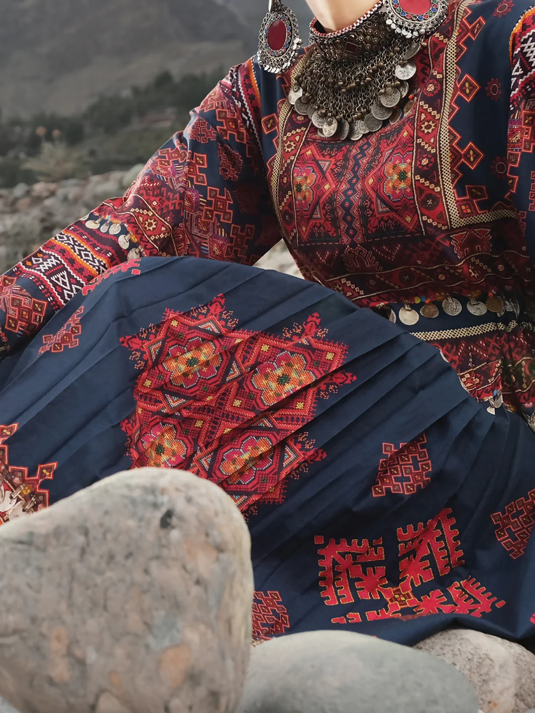 Navy Blue Cambric Tunic - LK-235 - Image 2